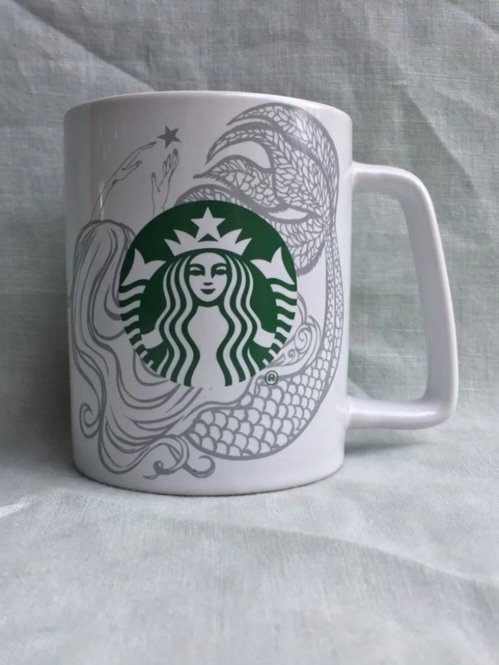 Starbucks Coffee 2020 white and grey siren mermaid logo 11 oz. mug
